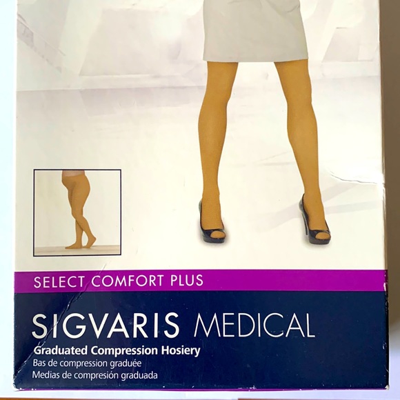 ✨SIGVARIS Opaque Beige Closed Toe Medical Pantyhose Sz LS - Picture 4 of 6